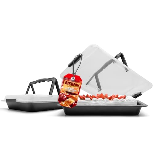 BigDean 2 Stück Backbleche mit Deckel 3 in 1 Kuchen Transportboxen ideal zum Backen, Aufbewahren & Transportieren von BigDean