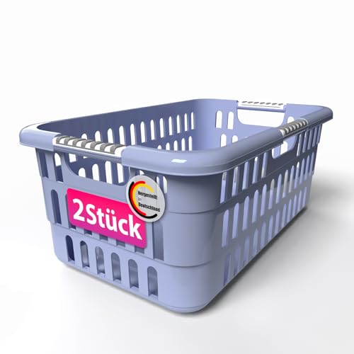 BigDean 2 Stück Wäschekorb 40L mit Softgriffen – Wäschewanne Made in Germany von BigDean