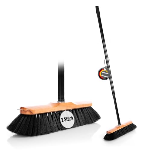 BigDean 2 Stück Zimmerbesen mit Stiel 150 cm ausziehbar – Besen mit feinen Rosshaar Borsten & Made in Germany von BigDean
