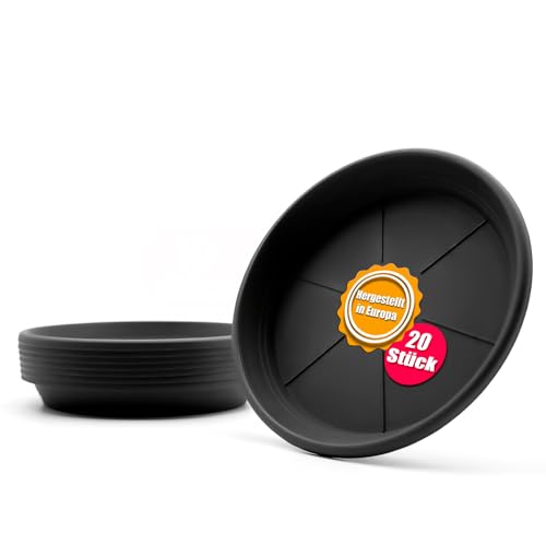 BigDean 20 Stück Blumentopf Untersetzer Ø 33 cm in Anthrazit – Topfuntersetzer aus robustem Kunststoff & Made in Europe von BigDean