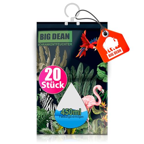 BigDean 20er Pack XL Luftentfeuchter Kleiderschrank - je Beutel bis zu 450ml Entfeuchter Schrank ohne Strom von BigDean
