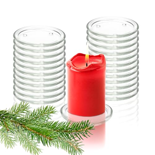 BigDean 24er Set Kerzenteller 11,5 cm rund - Kerzenständer Kerzenuntersetzer Glas Untersetzer mit Füßchen - für Kerzen bis Ø 8,5cm - Glasuntersetzer Glasteller groß von BigDean