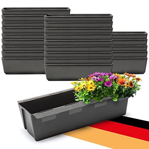 BigDean 24er Set Paletten Blumenkästen - Einsatz - mit Hängesystem zum Einhängen - 37cm anthrazit - Pflanzkasten für Europalette Balkonkasten Blumentopf - aus recyceltem PP-Kunststoff von BigDean