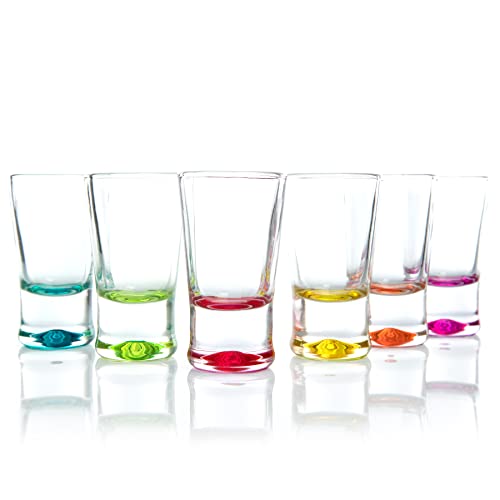 BigDean 24x Schnapsgläser 2cl - Shotgläser aus Glas – farbige Shot Gläser für Schnäpse wie z.B. Tequila, Wodka, Ouzo, Sambuca, Likör - Stamperl, Pinnchen von BigDean