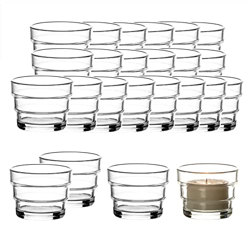 BigDean 24er Set Teelichtgläser hoch - 5,5 x 4,5 cm - Made in Germany - Teelichthalter aus Glas - Stufendesign - Kerzengläser Teelichter BigDean 24er Set Teelichtgläser hoch - 5,5 x 4,5 cm - Made in Germany - Teelichthalter aus Glas - Stufendesign - Kerzengläser Teelichter von BigDean