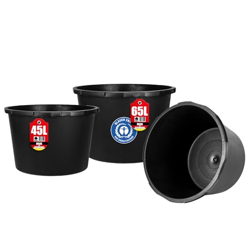 BigDean Mörtelkübel Set 1x45 + 1x65 Liter Rund Miniteich Baueimer Mörtelkasten Speiswanne Zementwanne Mörtelwanne - Made in Germany - Blauer Engel BigDean Mörtelkübel Set 1x45 + 1x65 Liter Rund Miniteich Baueimer Mörtelkasten Speiswanne Zementwanne Mörtelwanne - Made in Germany - Blauer Engel von BigDean
