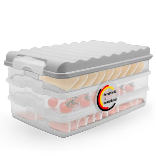 BigDean 3 Stück Aufschnittboxen für Kühlschrank Größe L – Aufbewahrung von Wurst, Käse u.v.m. – stapelbare Aufschnittdosen Made in Germany BigDean 3 Stück Aufschnittboxen für Kühlschrank Größe L – Aufbewahrung von Wurst, Käse u.v.m. – stapelbare Aufschnittdosen Made in Germany von BigDean