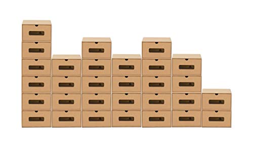 BigDean 30er Boxen-Set mit Sichtfenster + Schublade - Pappkarton aus Kraftpapier - Schuhbox Spielzeug-Box Aufbewahrung für Zubehör & Accessoires von BigDean