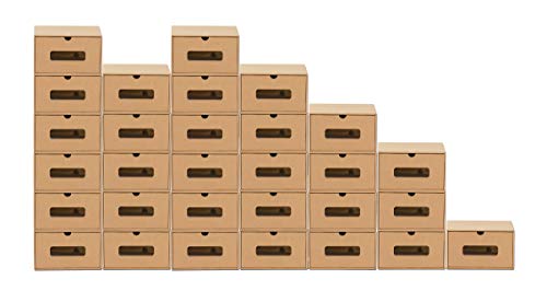 BigDean 30er Boxen-Set mit Sichtfenster & Schublade - Pappkarton aus Kraftpapier - Schuhbox Spielzeug-Box Aufbewahrung für Zubehör & Accessoires von BigDean