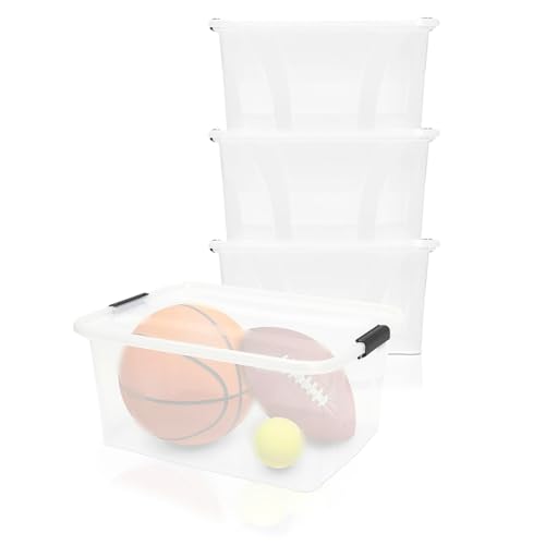 BigDean 3er Set Aufbewahrungsbox mit Deckel transparent - 32L + Clipverschluss - Stapelbox Ordnungsbox Clipbox Lagerbox Box mit Deckel Storage Boxes - Klarsichtbox mit Deckel – stapelbar von BigDean