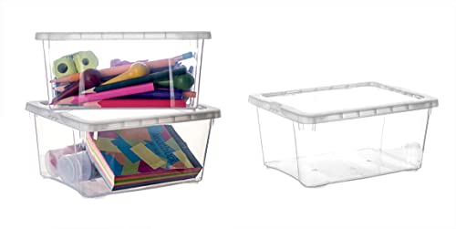 BigDean 3er Set Aufbewahrungsboxen mit Deckel 1,7L klein - belüftete & stapelbare Klarsichtboxen transparent - aus PP-Kunststoff - Organizer Box Aufbewahrung Ordnungsbox 19x14,5x9cm von BigDean