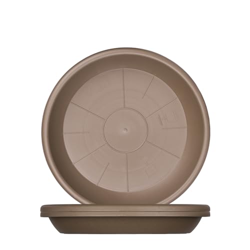 BigDean 3x Blumentopf Untersetzer Ø 14 cm Farbe Taupe Kunststoff Blumenuntersetzer Blumentopfuntersetzer passend zu Ø 15 cm Blumentöpfen von BigDean