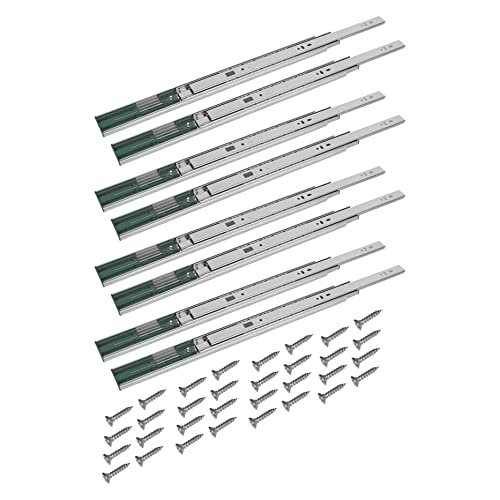 BigDean 4 Paar (8 Stk.) Schubladenschienen Vollauszüge - 45 x 350mm - Verzinkter Stahl - Schubladenvollauszüge Schubladenauszug Teleskopschienen Kugelführung - Schienensystem mit Softclose von BigDean