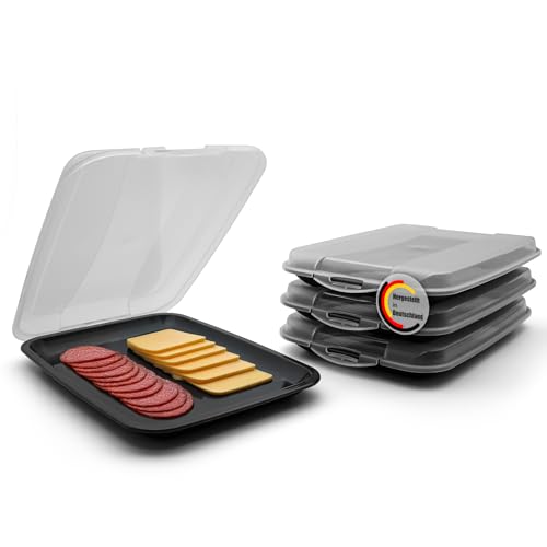BigDean 4 Stück Aufschnittboxen für Kühlschrank – stapelbare Aufschnittdosen für Käse, Wurst uvm. – Wurstdosen Made in Germany BigDean 4 Stück Aufschnittboxen für Kühlschrank – stapelbare Aufschnittdosen für Käse, Wurst uvm. – Wurstdosen Made in Germany von BigDean