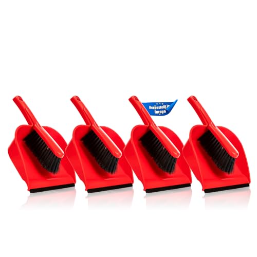 BigDean 4 Stück Kehrschaufel Set in Rot – Handfeger mit stabilen + robusten Borsten und Schaufel – Kehrblech aus hochwertigem Kunststoff – Haushalts Besen Kehrset – Made in Europa BigDean 4 Stück Kehrschaufel Set in Rot – Handfeger mit stabilen + robusten Borsten und Schaufel – Kehrblech aus hochwertigem Kunststoff – Haushalts Besen Kehrset – Made in Europa von BigDean