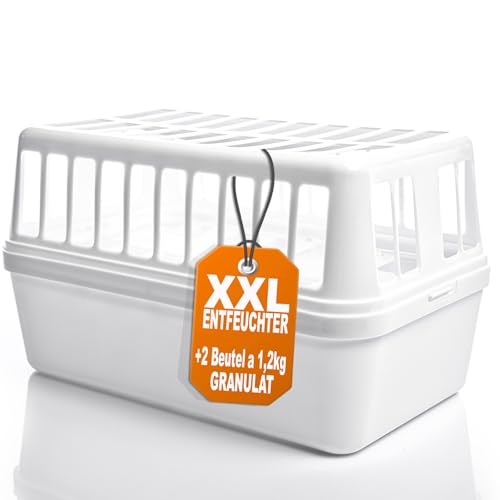 BigDean 4 Stück Luftentfeuchter + 8x 1,2kg Luftentfeuchtergranulat Nachfüllpack – Feuchtigkeits-Stopper nachfüllbar + wiederverwendbar – Luftentfeuchterbox ohne Strom von BigDean