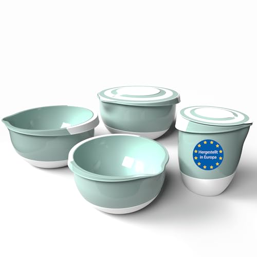 BigDean 4 Stück Rührschüssel mit Deckel & Spritzschutz lebensmittelecht & spülmaschinengeeignet – Made in Europe BigDean 4 Stück Rührschüssel mit Deckel & Spritzschutz lebensmittelecht & spülmaschinengeeignet – Made in Europe von BigDean