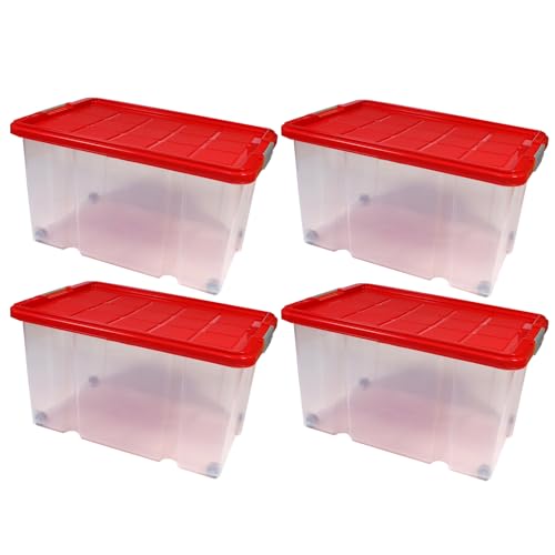BigDean 4 Stück große Eurobox mit Deckel und Rollen Aufbewahrungsbox 60 X 40 X 32,5 cm von BigDean