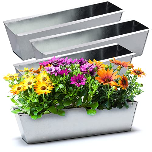 BigDean 4er Set Zink Paletten Blumenkästen - Einsatz 38cm groß Silber - aus Metall verzinkt - Zinkkasten Pflanzkasten Balkonkasten Blumentopf für Europaletten von BigDean