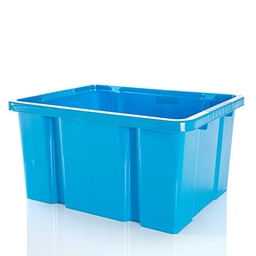 BigDean 5X Stabile Kunststoffbox Eurobox - 44x35x23 cm - passt in Kastenregale - Stapelbox blau Aufbewahrungsbox Drehstapelbehälter ohne Deckel von BigDean