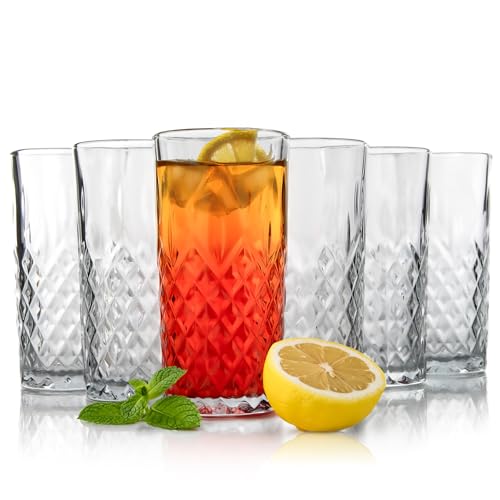 BigDean 6 Stück Longdrinkgläser 300ml Cocktailgläser - hochwertiges Gläser Set mit dickem Boden - robuste Trinkgläser - spülmaschinenfest - moderne Wassergläser Gastro Qualität von BigDean