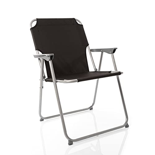 BigDean 6X Klappstuhl Faltstuhl Campingstuhl Angelstuhl schwarz robust klappbar bis 120kg belastbar klassischer Gartenstuhl Klappstuhl für Garten & Camping - Campingstuhl faltbar von BigDean