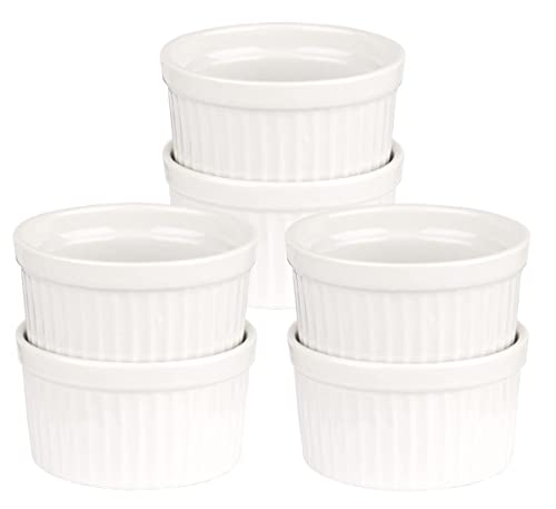 BigDean 6x Souffle Förmchen 11 x 5,5 cm 260 ml in weiß - Feuerfeste Förmchen aus Keramik - runde Schälchen für Creme Brulee, Muffins & Desserts - Pastetenförmchen von BigDean