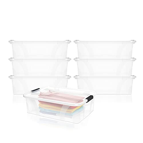 BigDean 6er Set Aufbewahrungsbox mit Deckel transparent - 21L + Clipverschluss - Stapelbox Ordnungsbox Clipbox Lagerbox Box mit Deckel Storage Boxes - Klarsichtbox mit Deckel - stapelbar von BigDean