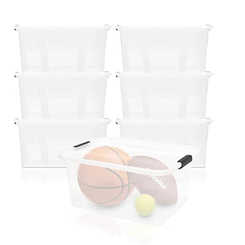 BigDean 6er Set Aufbewahrungsbox mit Deckel transparent - 32L + Clipverschluss - Stapelbox Ordnungsbox Clipbox Lagerbox Box mit Deckel Storage Boxes - Klarsichtbox mit Deckel – stapelbar von BigDean