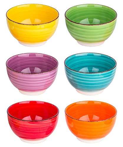 BigDean 6er Set Müslischalen aus Steingut - 600ml - Müsli Schalen in bunten Farben - 14 x 8 cm - Müslischüsseln, Bowl Schüsseln, Servierschalen von BigDean