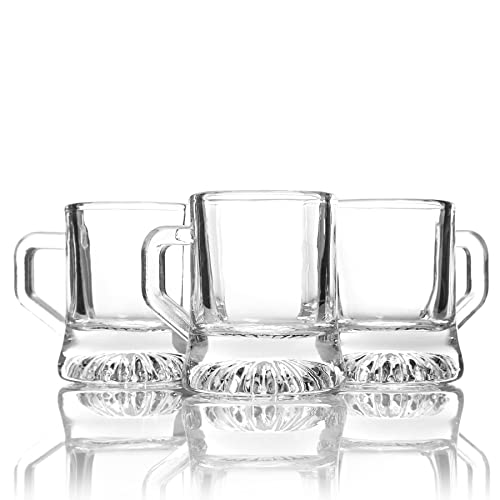 BigDean 6x Schnapsglas 2cl - Shotgläser aus dickem Glas + verstärktem Boden - Shot Gläser für Schnäpse Tequila Gläser Wodka Gläser Stamperl Pinnchen Schnapskrug Schnapsgläser mit Henkel von BigDean