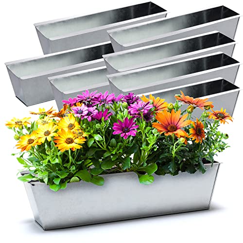 BigDean 8er Set Zink Paletten Blumenkästen - Einsatz 38cm groß Silber - aus Metall verzinkt - Zinkkasten Pflanzkasten Balkonkasten Blumentopf für Europaletten von BigDean