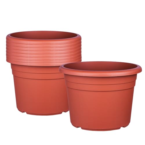 BigDean 9X Blumentopf Ø 20 cm Farbe Terrakotta Kunststoff Pflanztopf Containertopf Übertopf Pflanzkübel rund 20 x 14,5 cm von BigDean