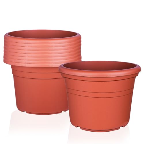 BigDean 9X Blumentopf Ø 35 cm Farbe Terrakotta Kunststoff Pflanztopf Containertopf Übertopf Pflanzkübel rund 35 x 25 cm BigDean 9X Blumentopf Ø 35 cm Farbe Terrakotta Kunststoff Pflanztopf Containertopf Übertopf Pflanzkübel rund 35 x 25 cm von BigDean