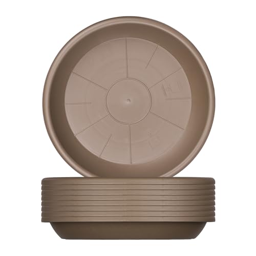 BigDean 9x Blumentopf Untersetzer Ø 14 cm Farbe Taupe Kunststoff Blumenuntersetzer Blumentopfuntersetzer passend zu Ø 15 cm Blumentöpfen von BigDean