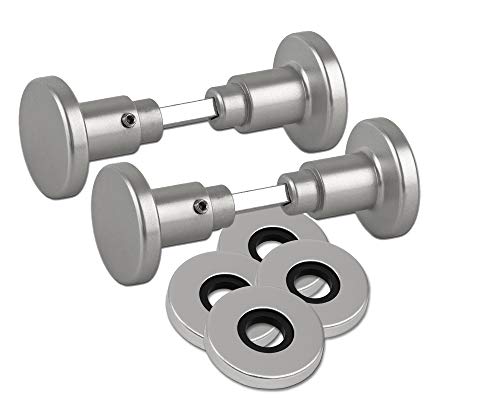 BigDean Aluminium Zimmertürknöpfe Knopfdrücker - beschichtetes Aluminium - zum aufdrehen von Türen - ideal als Schutz vor unbeabsichtigem Türöffnen (2, Türgriff & Rosette silberfarbig) von BigDean