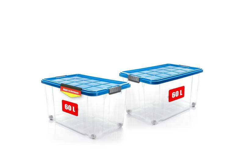 BigDean Aufbewahrungsbox 2x 60 L Aufbewahrungsbox mit Deckel + Rollen azurblau Stapelbox (2 St), Deckel in Azurblau BigDean Aufbewahrungsbox 2x 60 L Aufbewahrungsbox mit Deckel + Rollen azurblau Stapelbox (2 St), Deckel in Azurblau von BigDean