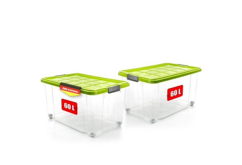 BigDean Aufbewahrungsbox 2x 60 L Aufbewahrungsbox mit Deckel + Rollen limegrün Stapelbox (2 St), Deckel in Limetten Grün BigDean Aufbewahrungsbox 2x 60 L Aufbewahrungsbox mit Deckel + Rollen limegrün Stapelbox (2 St), Deckel in Limetten Grün von BigDean