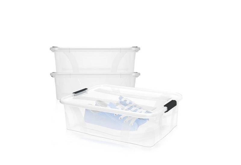 BigDean Aufbewahrungsbox 2x Stapelbox mit Deckel 7L + Clipverschluss Ordnungsbox stapelbar (2 St) von BigDean