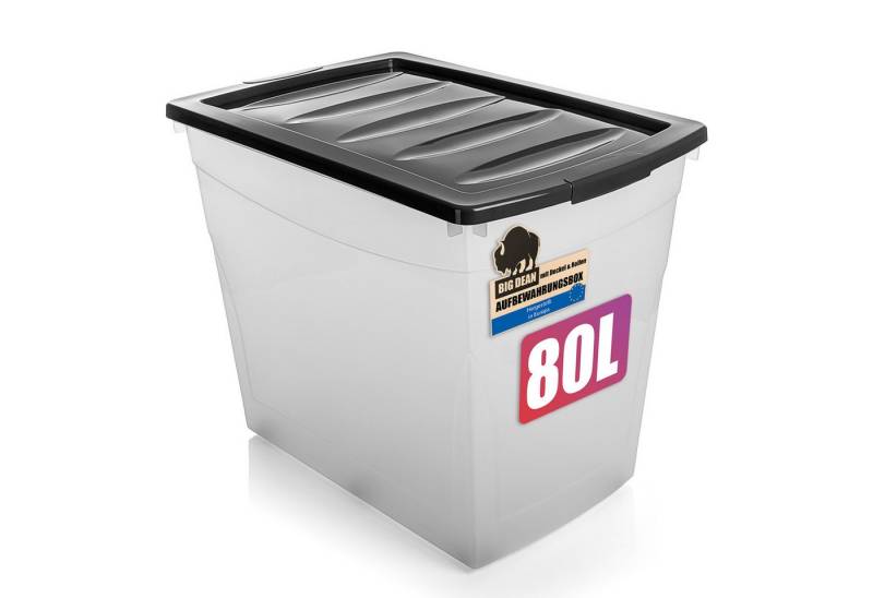 BigDean Aufbewahrungsbox 80 L Aufbewahrungsbox mit Deckel und Rollen groß Budget Line (1 St) von BigDean