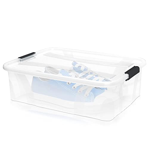 BigDean Aufbewahrungsbox mit Deckel transparent - 7L + Clipverschluss - Stapelbox Ordnungsbox Clipbox Lagerbox Box mit Deckel Storage Boxes - Klarsichtbox mit Deckel – stapelbar durchsichtig von BigDean