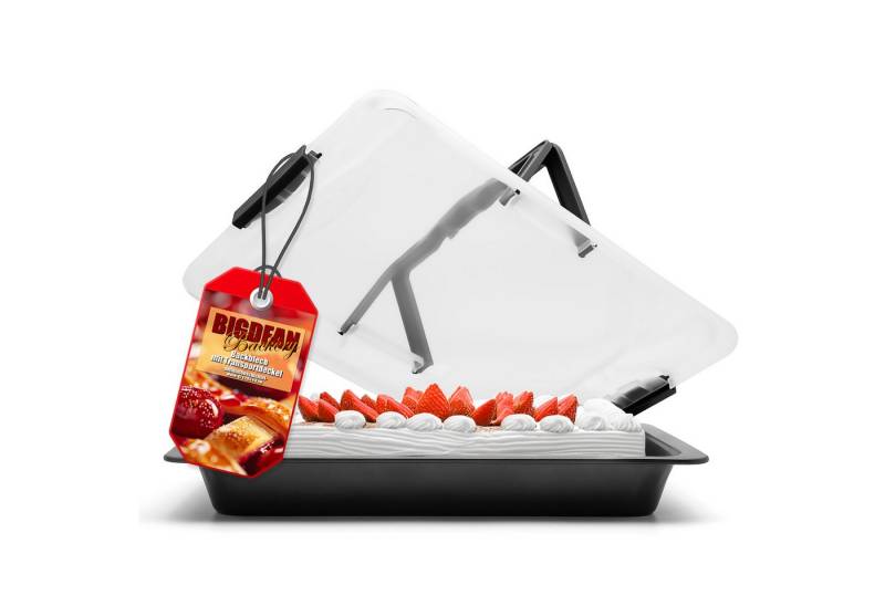 BigDean Backblech mit Deckel 3 in 1 Kuchen Transportbox ideal zum Backen, Aufbewahren, Carbon Stahl, (1-St) von BigDean