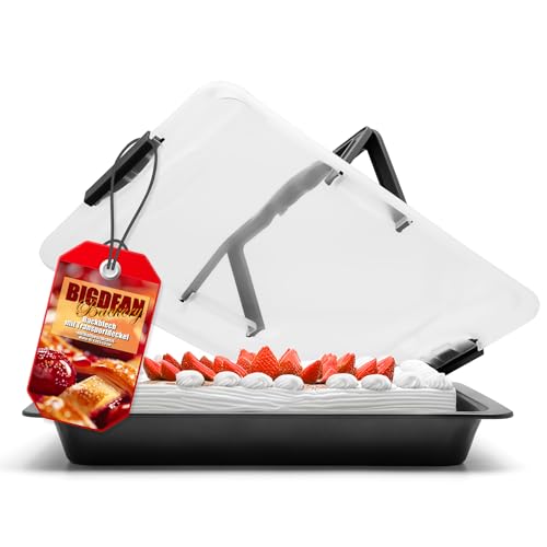 BigDean Backblech mit Deckel 3 in 1 Kuchen Transportbox ideal zum Backen, Aufbewahren & Transportieren von BigDean