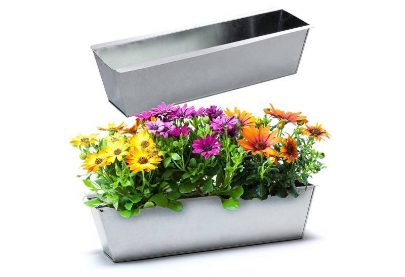 BigDean Blumenkasten 2x Pflanzkasten f. Europalette Metall verzinkt 38x12,5x9cm Blumentopf (2 St) von BigDean