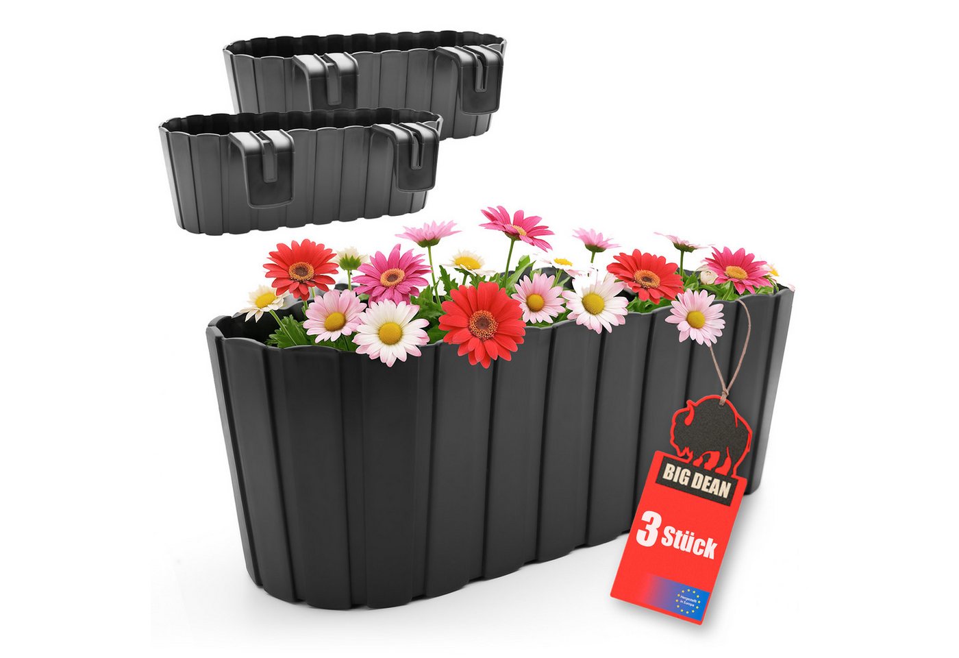 BigDean Blumenkasten 3 Stück Blumenkasten Balkongeländer Balkon (3 St) von BigDean