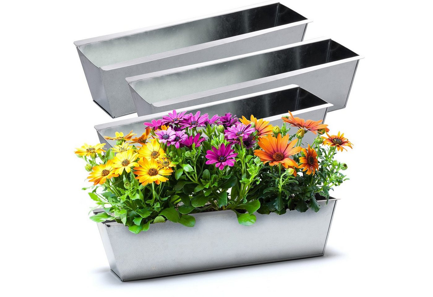 BigDean Blumenkasten 4x Pflanzkasten f. Europalette Metall verzinkt 38x12,5x9cm Blumentopf (4 St) von BigDean