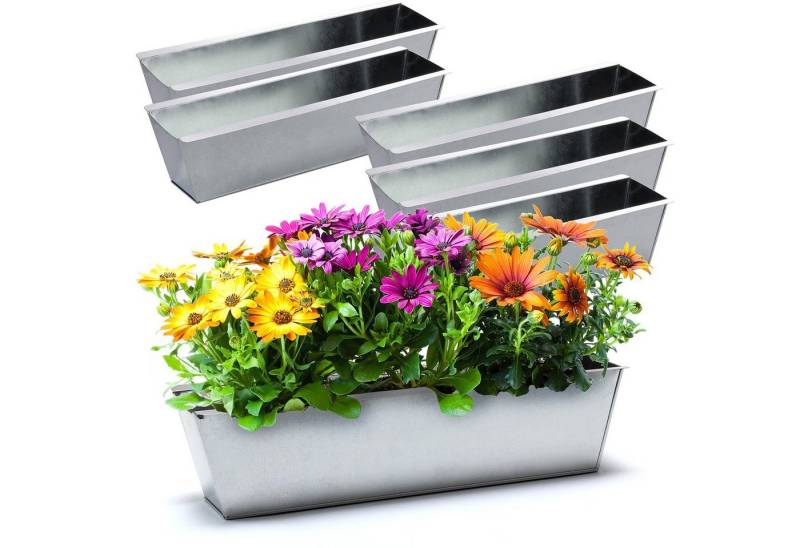 BigDean Blumenkasten 6x Pflanzkasten f. Europalette Metall verzinkt 38x12,5x9cm Blumentopf (6 St) von BigDean
