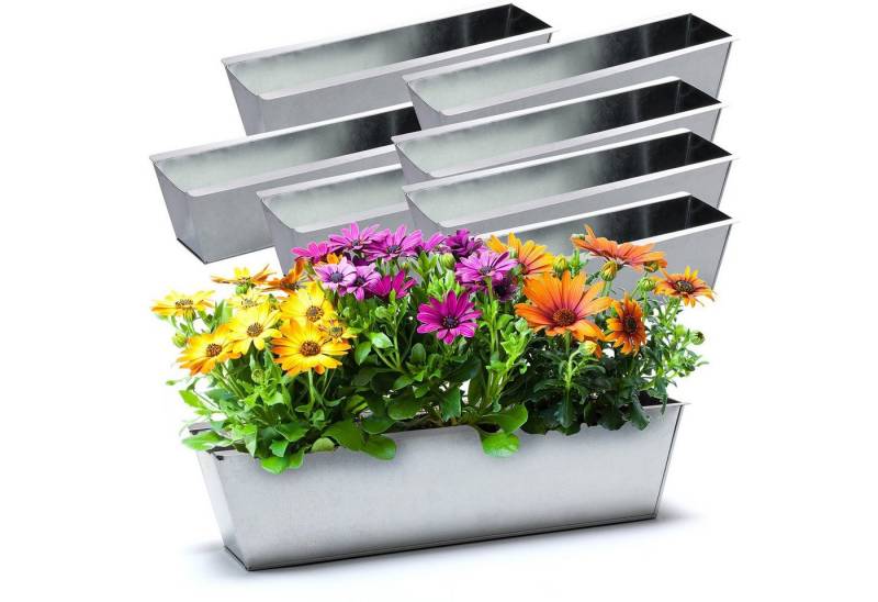 BigDean Blumenkasten 8x Pflanzkasten f. Europalette Metall verzinkt 38x12,5x9cm Blumentopf (8 St) von BigDean