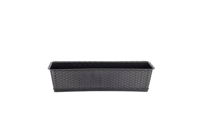 BigDean Blumenkasten Blumenkasten mit Untersetzer 70 cm Rattan-Optik Balkonkasten von BigDean