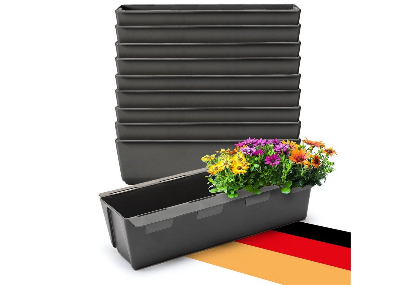 BigDean Blumenkasten Paletten-Einsatz zum Einhängen 37cm anthrazit Pflanzkasten Europalett (10 St) von BigDean